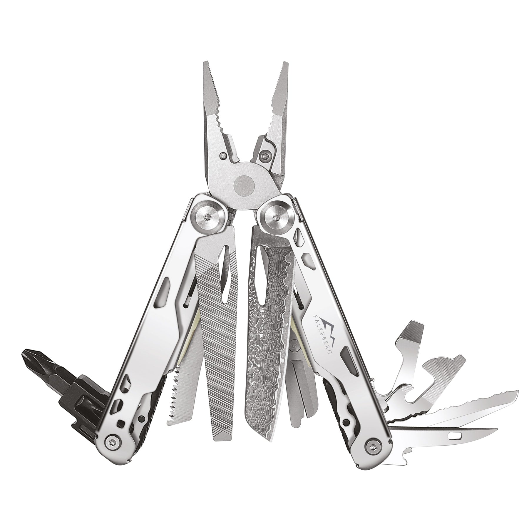 Multitool Pakke, Damascus 18 + Sheath Holder